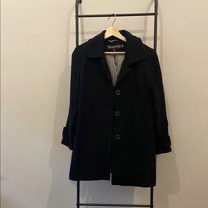 Black Pea Coat Classic Mid-Length